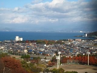 彦根城から見た琵琶湖の風景