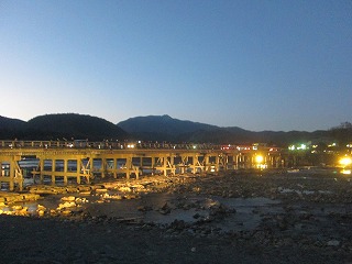 ライトアップされた渡月橋