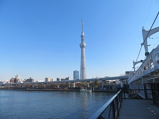 すみだリバーウォークから東京スカイツリーを望む