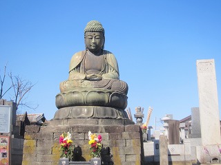 鎌ケ谷大仏、春の晴天下の風景